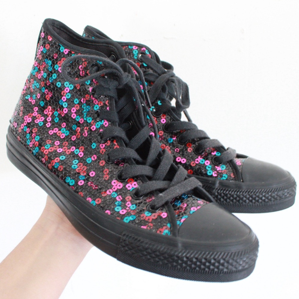 Converse Black Multicolor Sequin Sneakers